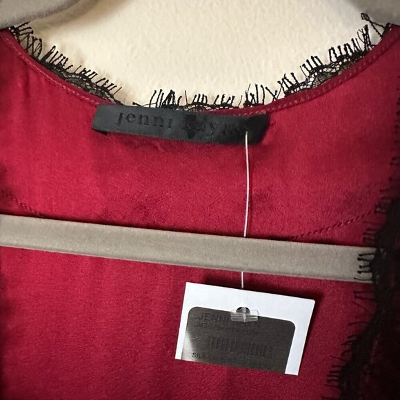 Jenni Kayne Silk Lace Short Sleeve Wrap Dress Red Womens Size M Valentines Day - Picture 7 of 10